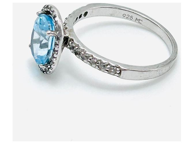 Autre Marque Set gioielli in argento S925 topazio Swiss Blue e zaffiri bianchi Bianco - vista 7