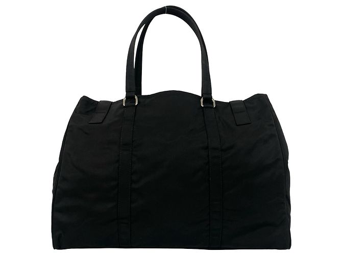 Borsa Tote Prada in nylon Tessuto Pocono e pelle con logo triangolare Nero - vista 3