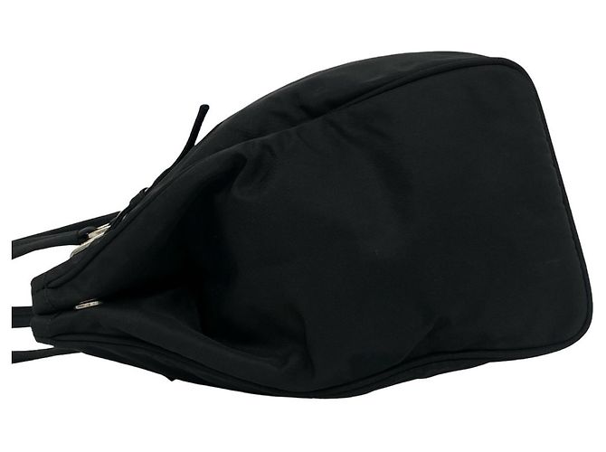 Borsa Tote Prada in nylon Tessuto Pocono e pelle con logo triangolare Nero - vista 5