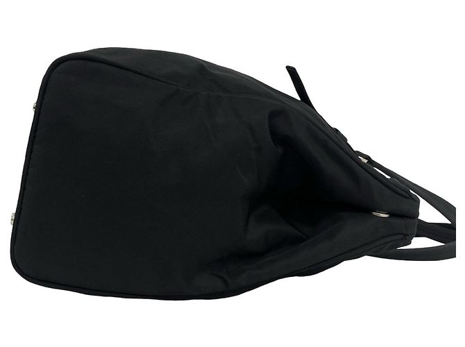 Borsa Tote Prada in nylon Tessuto Pocono e pelle con logo triangolare Nero - vista 6