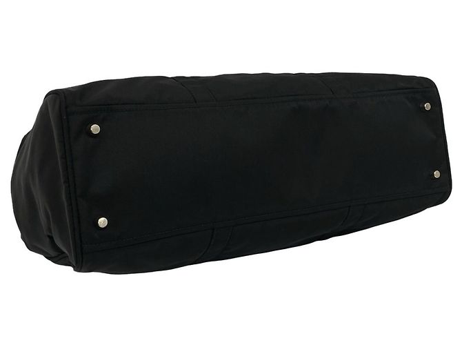 Borsa Tote Prada in nylon Tessuto Pocono e pelle con logo triangolare Nero - vista 7