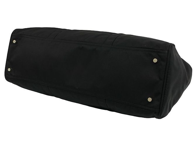 Borsa Tote Prada in nylon Tessuto Pocono e pelle con logo triangolare Nero - vista 8