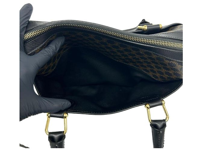 Céline CELINE Vintage Macadam Blazon Pattern Handbag Brown Black - view 10