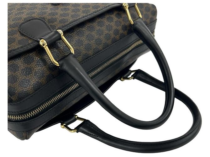 Céline CELINE Vintage Macadam Blazon Pattern Handbag Brown Black - view 4