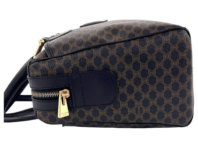 Céline CELINE Vintage Macadam Blazon Pattern Handbag Brown Black - view 5