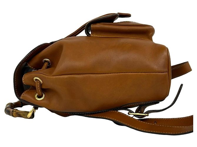 Bamboo Zaino Gucci Vintage Sherry Line in pelle e bambù - vista 5