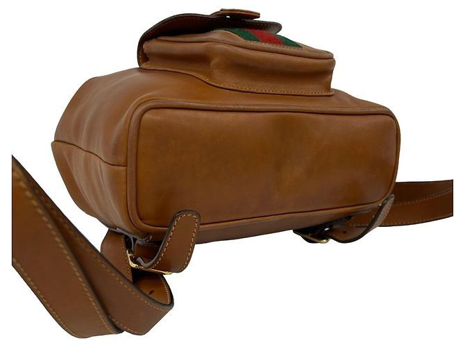 Bamboo Zaino Gucci Vintage Sherry Line in pelle e bambù - vista 7