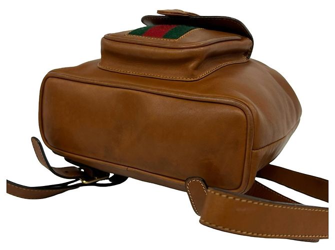 Bamboo Zaino Gucci Vintage Sherry Line in pelle e bambù - vista 8