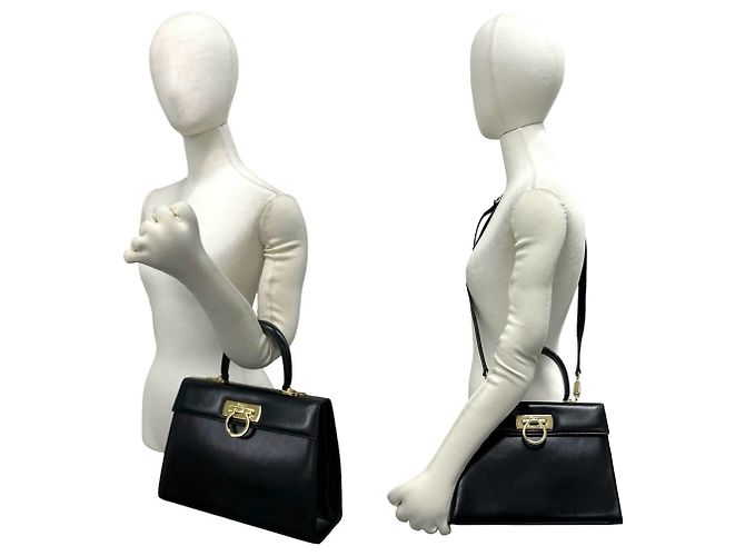 Gancini Borsa Salvatore Ferragamo in pelle di vitello nera Nero - vista 2