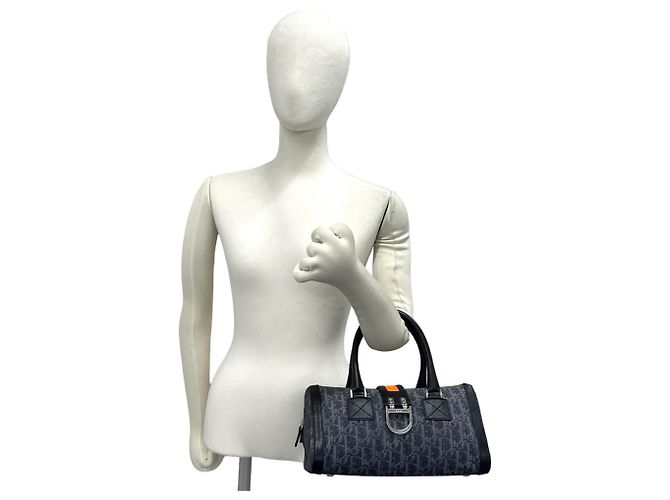 Borsa a mano in pelle e denim con motivo Flight Trotter Christian Dior Arancione Blu navy - vista 2