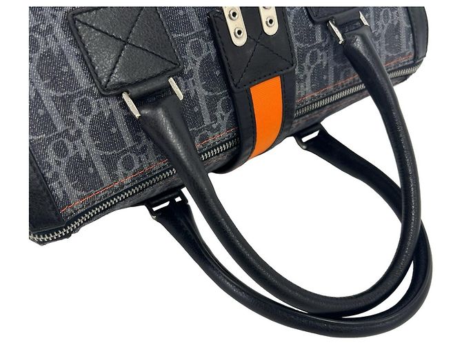 Borsa a mano in pelle e denim con motivo Flight Trotter Christian Dior Arancione Blu navy - vista 4