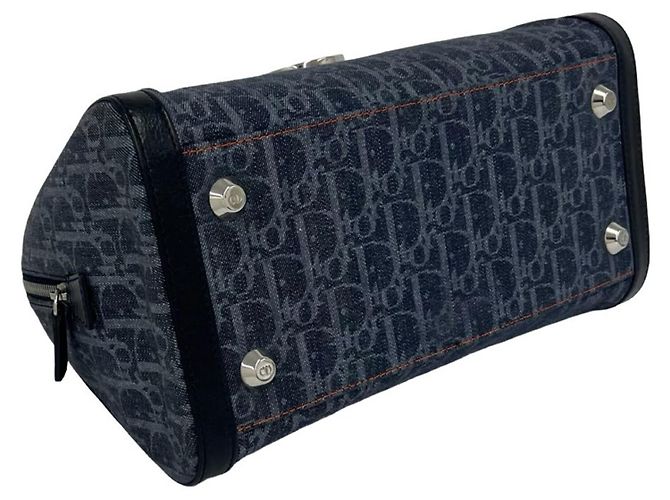 Borsa a mano in pelle e denim con motivo Flight Trotter Christian Dior Arancione Blu navy - vista 7