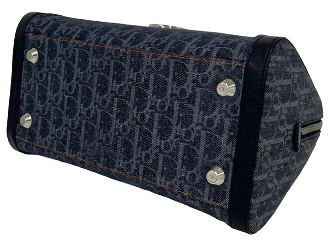 Borsa a mano in pelle e denim con motivo Flight Trotter Christian Dior Arancione Blu navy - vista 8