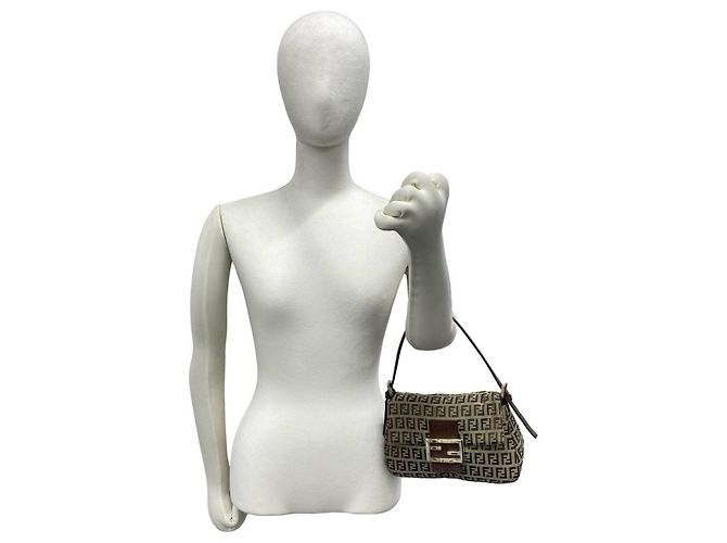 Fendi Vintage Mini-Handtasche mit Zucchino FF-Muster Braun - Ansicht 2