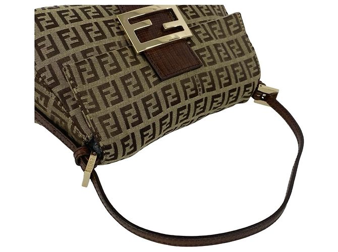 Fendi Vintage Mini-Handtasche mit Zucchino FF-Muster Braun - Ansicht 4