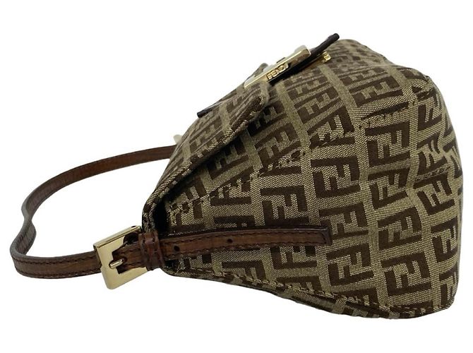 Fendi Vintage Mini-Handtasche mit Zucchino FF-Muster Braun - Ansicht 5