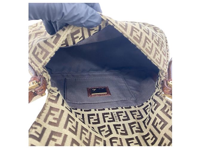 Fendi Vintage Mini-Handtasche mit Zucchino FF-Muster Braun - Ansicht 9