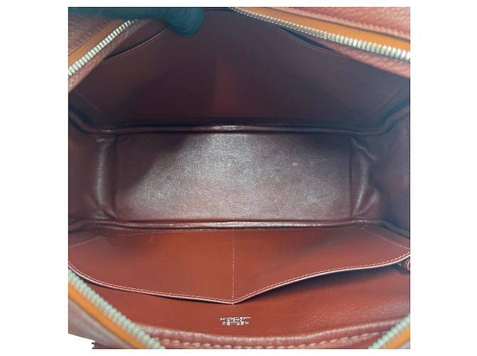Hermès Bolsa HERMES Plume 32 em couro Togo Marrom - vista 9