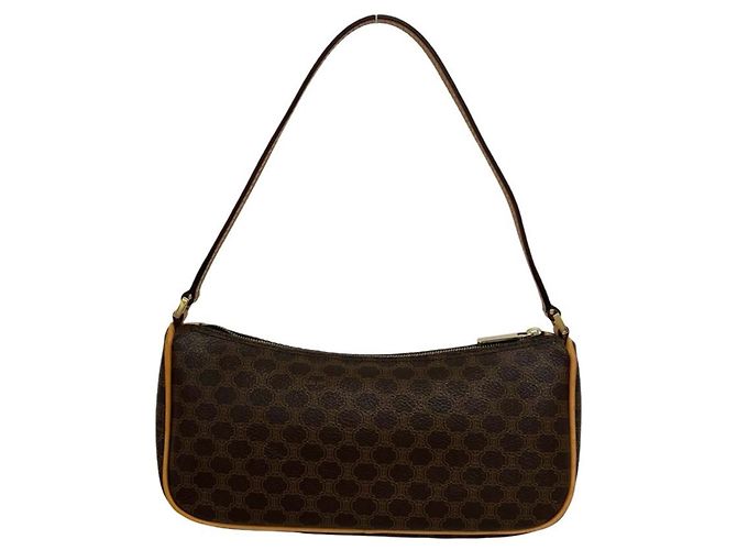 Céline Celine Macadam Blazon Triomphe Pattern Leather Mini Shoulder Bag Brown - view 3