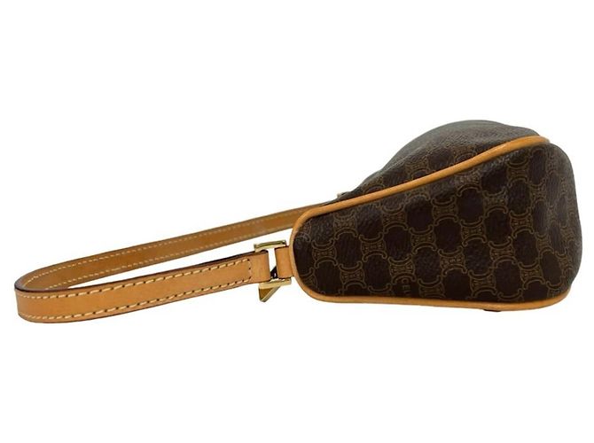 Céline Celine Macadam Blazon Triomphe Pattern Leather Mini Shoulder Bag Brown - view 5