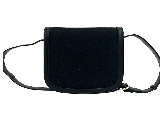 Céline Celine Vintage C Macadam Pattern Shoulder Bag Black - view 3