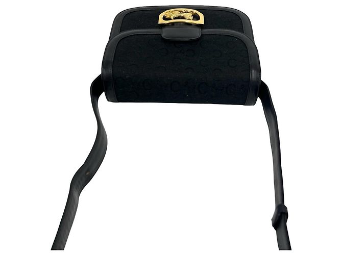 Céline Celine Vintage C Macadam Pattern Shoulder Bag Black - view 4