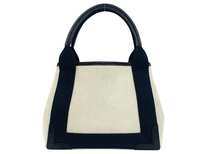 Everyday Borsa Balenciaga Cabas in tela e pelle Navy Nero Crudo - vista 3