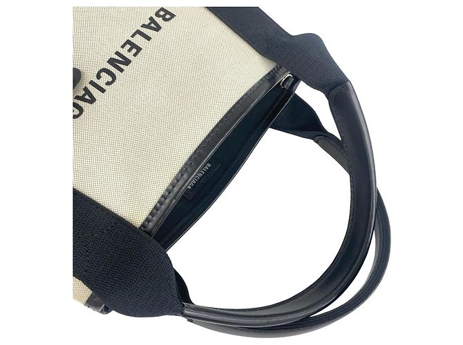 Everyday Borsa Balenciaga Cabas in tela e pelle Navy Nero Crudo - vista 4