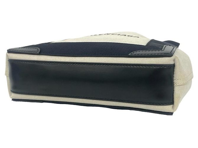Everyday Borsa Balenciaga Cabas in tela e pelle Navy Nero Crudo - vista 8