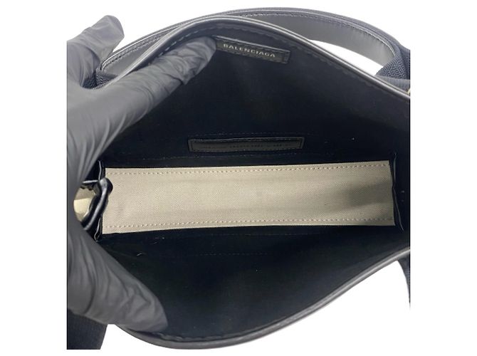 Everyday Borsa Balenciaga Cabas in tela e pelle Navy Nero Crudo - vista 9