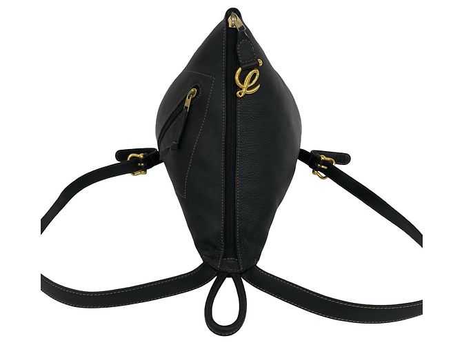 Zaino in pelle Loewe Vintage Anton Anagram Logo Nero - vista 4