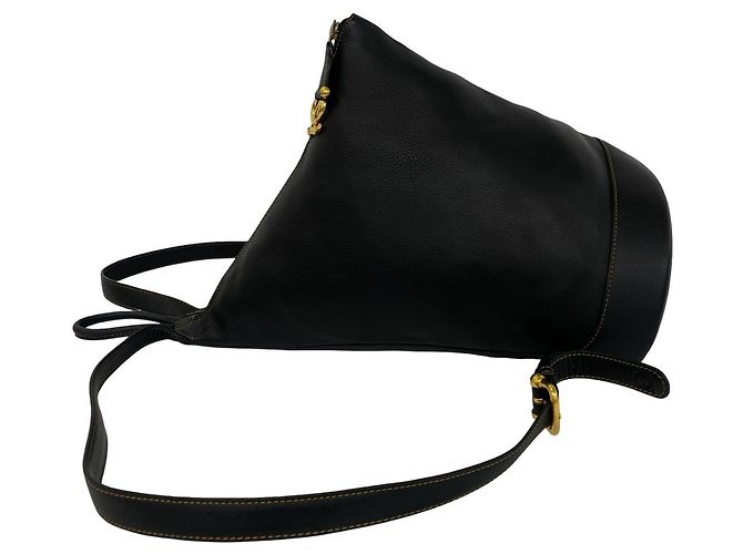 Zaino in pelle Loewe Vintage Anton Anagram Logo Nero - vista 5
