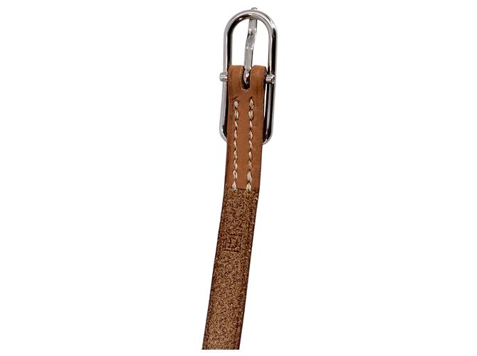Hermès Bracciale Hermes Hapi Triple Tour in pelle Tan M Brown/Silver Leather Beige - vista 4