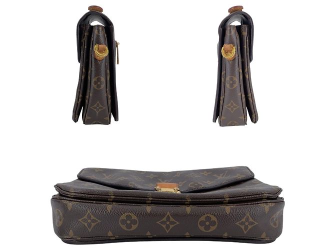 Louis Vuitton Borsa a tracolla e borsa a mano Pochette Metis in tela marrone - vista 4