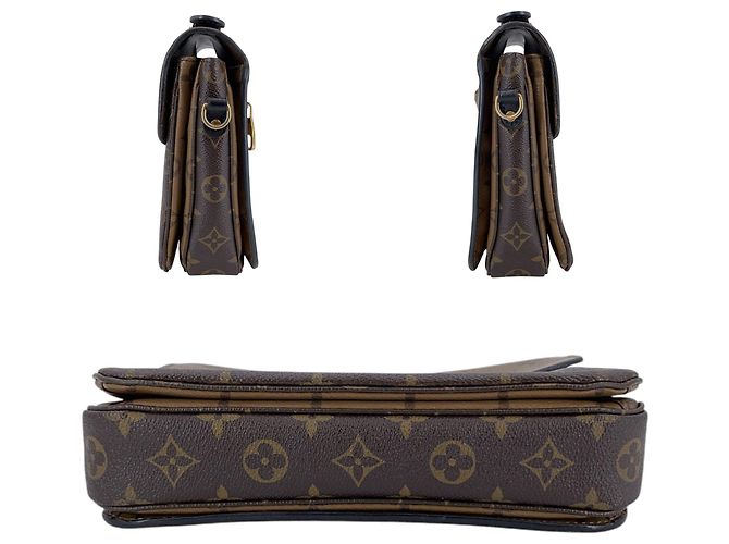 Louis Vuitton Borsa a tracolla Pochette Metis Reverse in tela marrone - vista 4