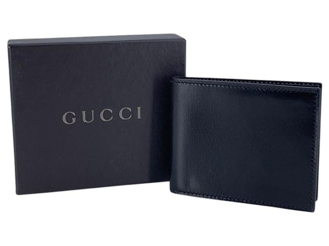 Gucci Vintage Black Smooth Leather Bifold Small Wallet - view 2