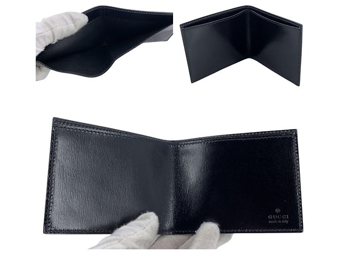 Gucci Vintage Black Smooth Leather Bifold Small Wallet - view 5
