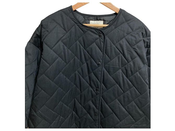 Autre Marque FREAK'S STORE Abrigo largo acolchado sin cuello Negro - vista 4