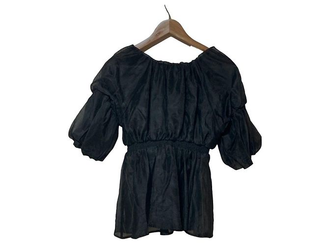 Autre Marque NATURAL BEAUTY BASIC Sheer Blouse Black - view 2