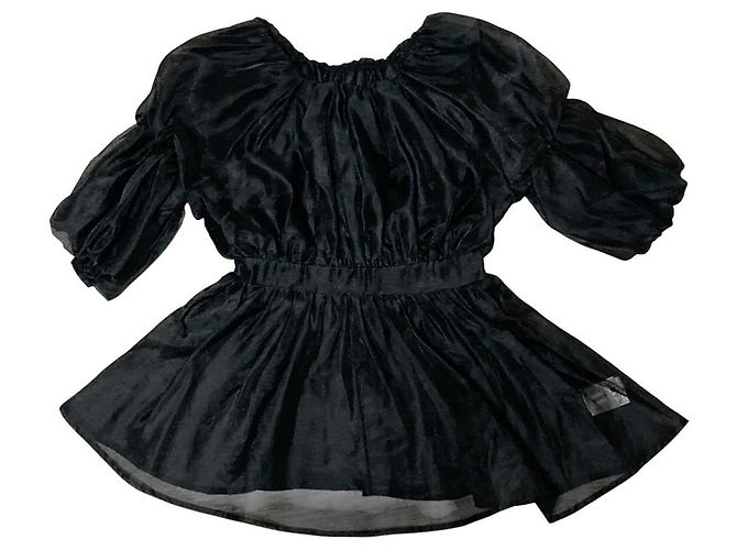Autre Marque NATURAL BEAUTY BASIC Sheer Blouse Black - view 3