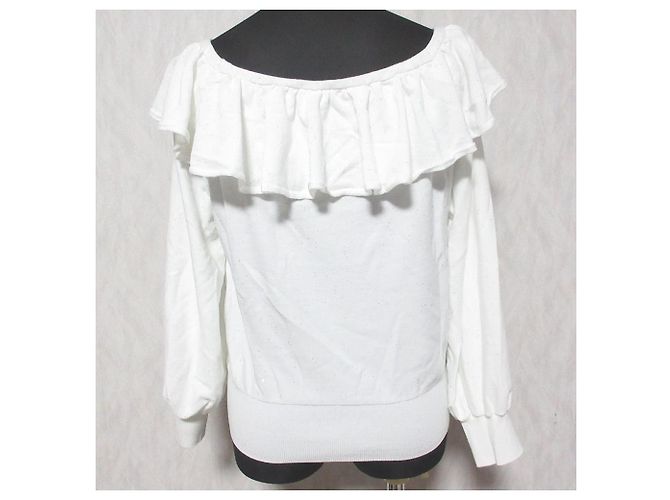 Autre Marque La boutique BonBon Spangle Ruffle Off-Shoulder Knit Blanco - vista 2