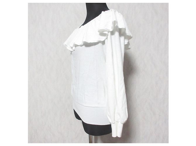 Autre Marque La boutique BonBon Spangle Ruffle Off-Shoulder Knit Blanco - vista 3