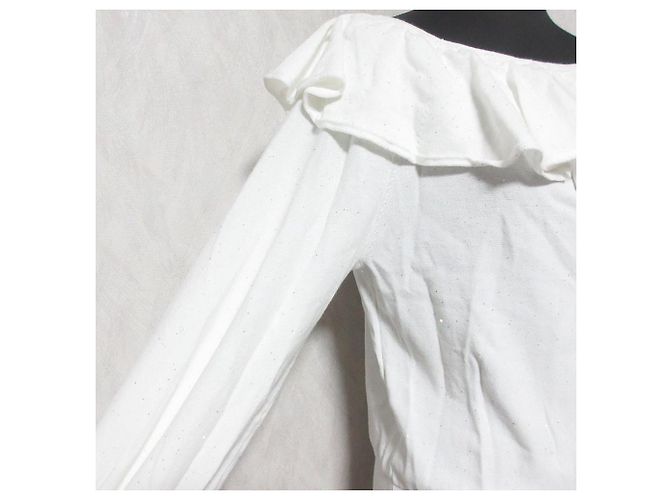 Autre Marque La boutique BonBon Spangle Ruffle Off-Shoulder Knit Blanco - vista 4