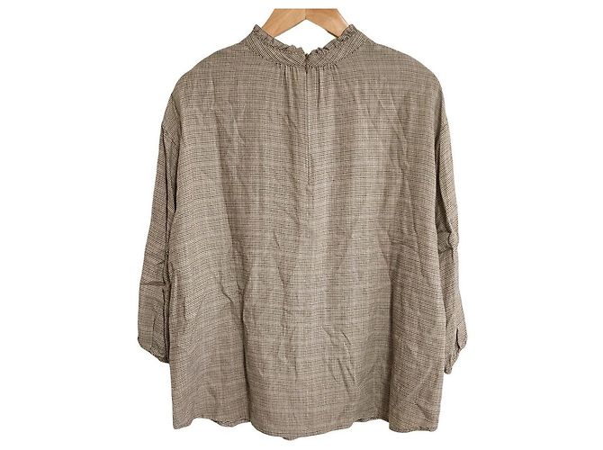 Autre Marque MACKINTOSH PHILOSOPHY Stand Frill Check Blouse Beige - vista 2