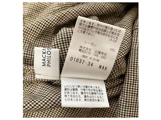 Autre Marque MACKINTOSH PHILOSOPHY Stand Frill Check Blouse Beige - vista 4
