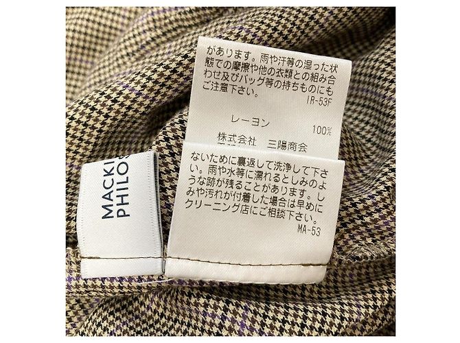 Autre Marque MACKINTOSH PHILOSOPHY Stand Frill Check Blouse Beige - vista 5