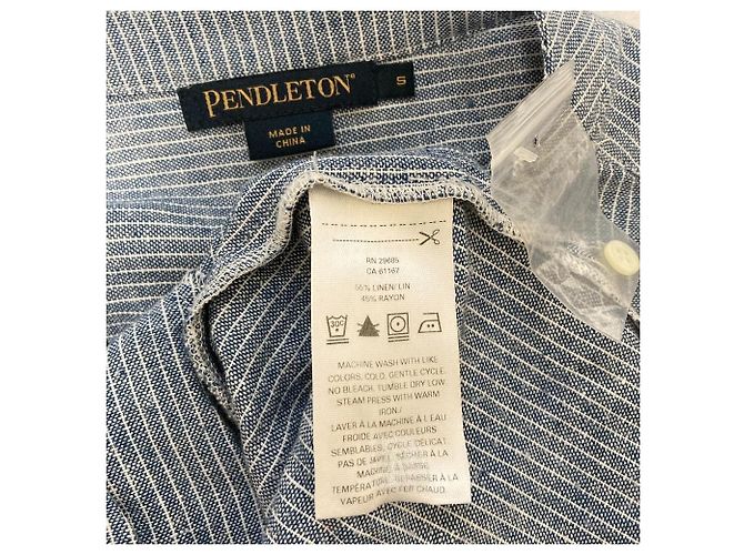 Autre Marque Robe chemise à rayures en lin Pendleton Bleu - vue 3