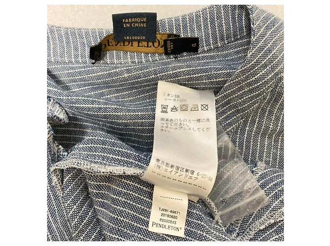 Autre Marque Robe chemise à rayures en lin Pendleton Bleu - vue 4