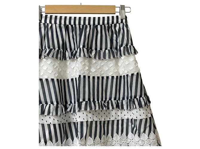Autre Marque Saia midi com camadas Chesty Fabric Mix Preto - vista 2