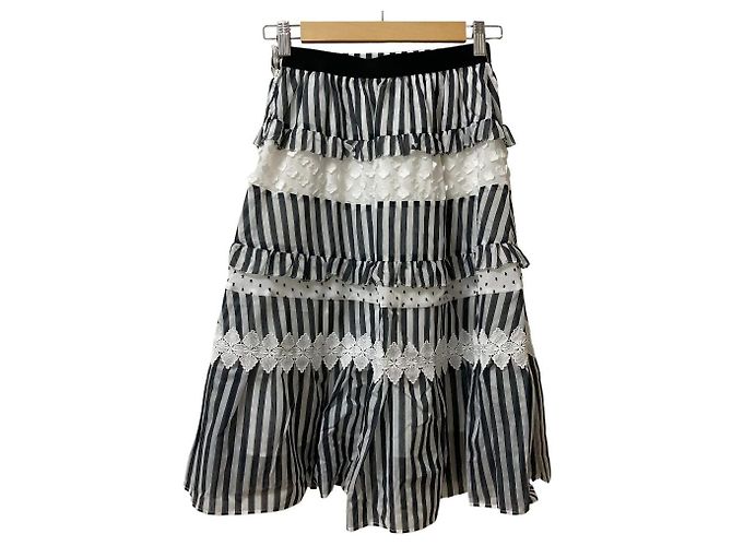 Autre Marque Saia midi com camadas Chesty Fabric Mix Preto - vista 4